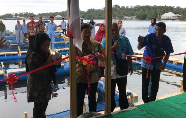 Persemian rumah jaga keramba apung SMK N 1 Selat Nasik